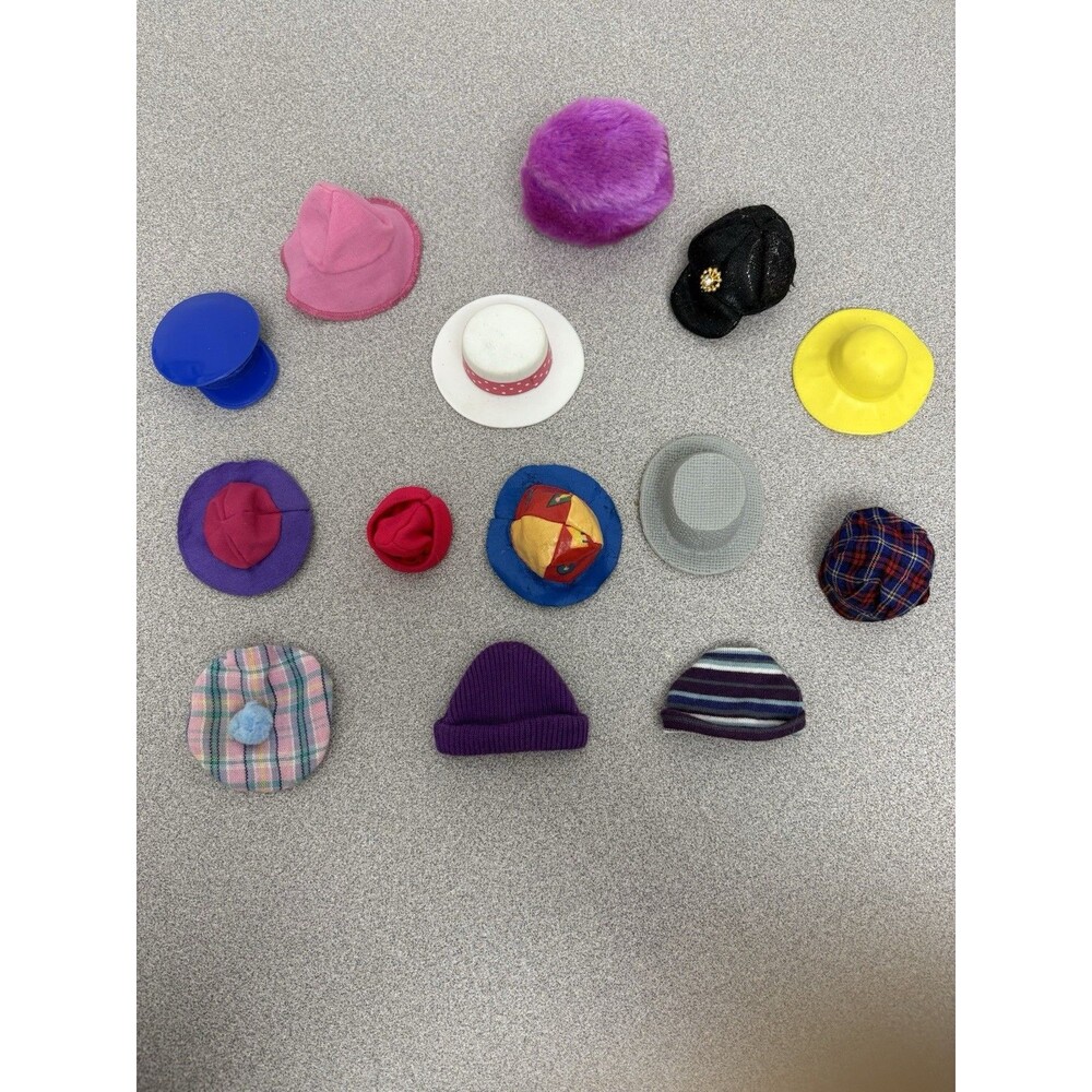 Vintage Barbie Hats Lot Of 14 Casual, Sporting, Beanies, Beret, Cap, Winter